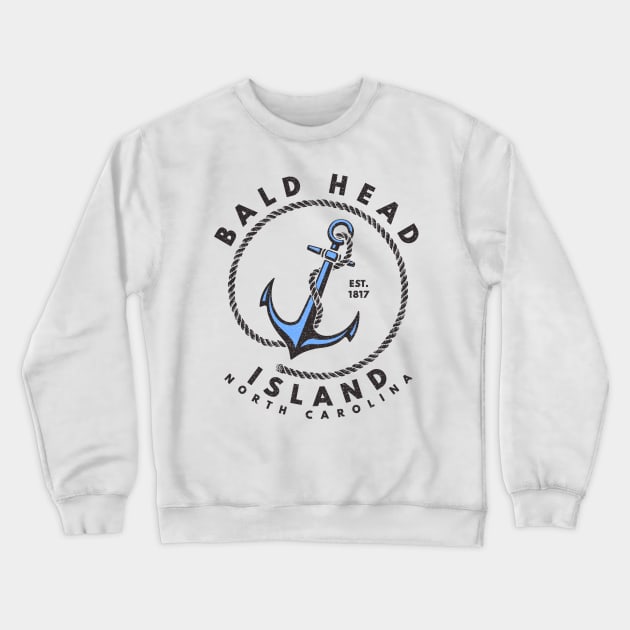 Vintage Anchor and Rope for Traveling to Bald Head Island, North Carolina Crewneck Sweatshirt by Contentarama